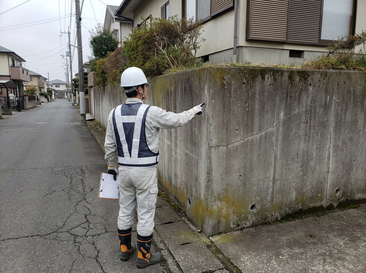 コンクリート擁壁の現地診断