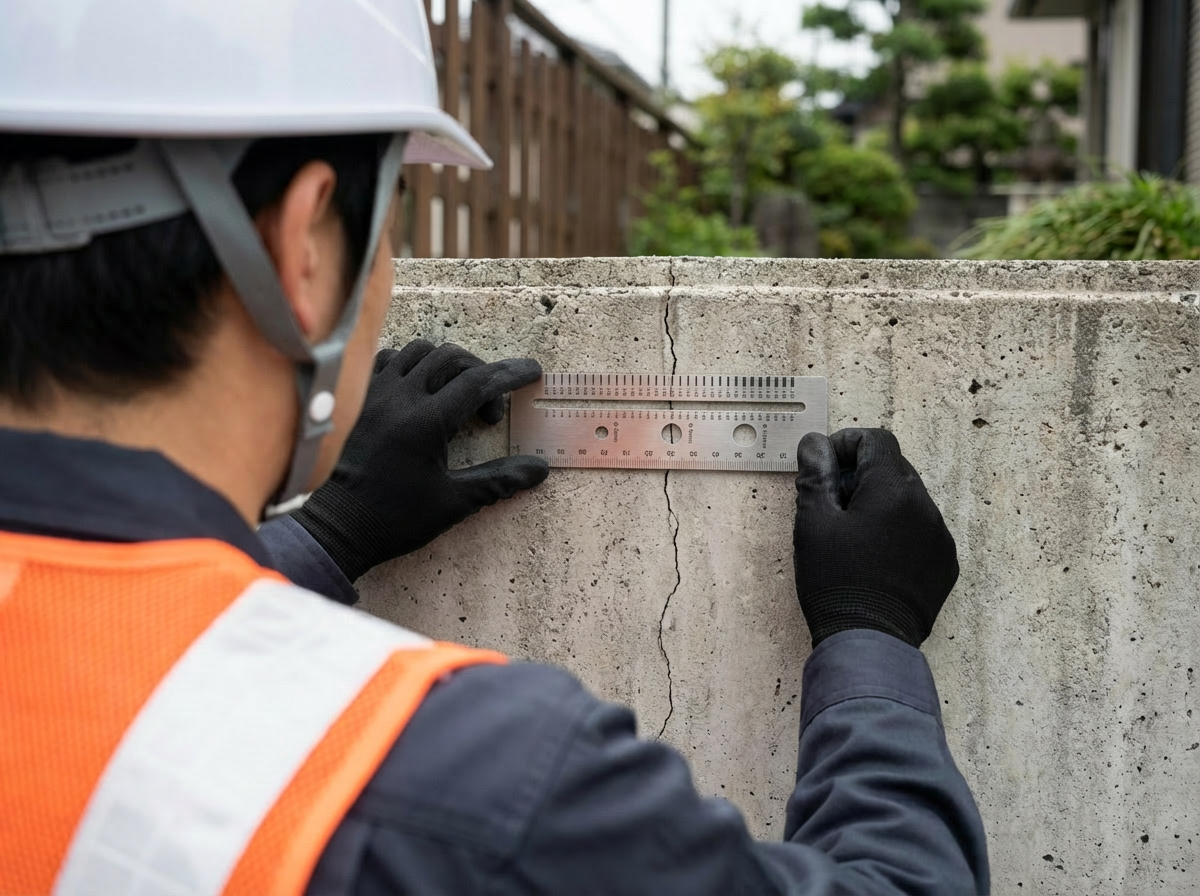 診断士が擁壁を点検